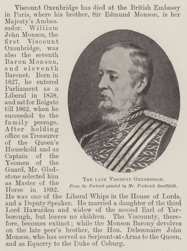 The late Viscount Oxenbridge by Frederick Smallfield