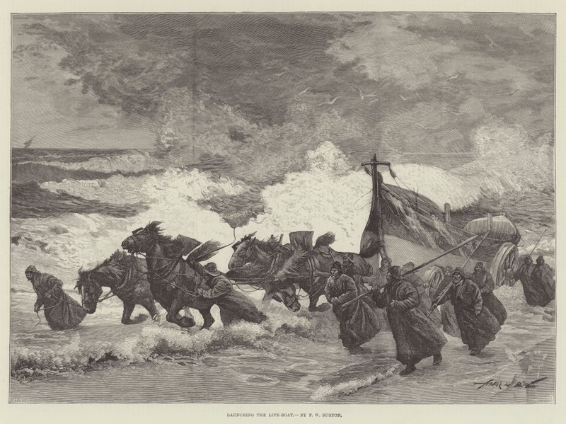 Launching the Life-Boat by Frederick William Burton