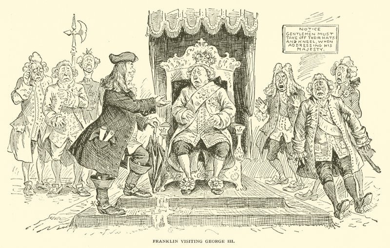 Franklin visiting George III by Frederick Burr Opper