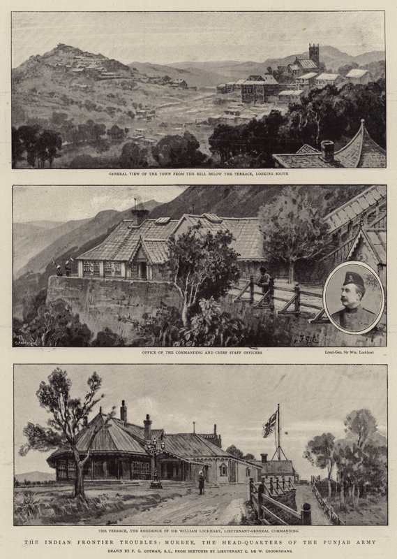 The Indian Frontier Troubles, Murree, the Headquarters of the Punjab Army by Frederick George Cotman