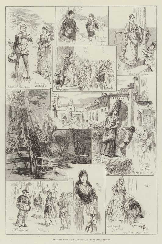 Sketches from The Armada at Drury-Lane Theatre by Frederick Henry Townsend