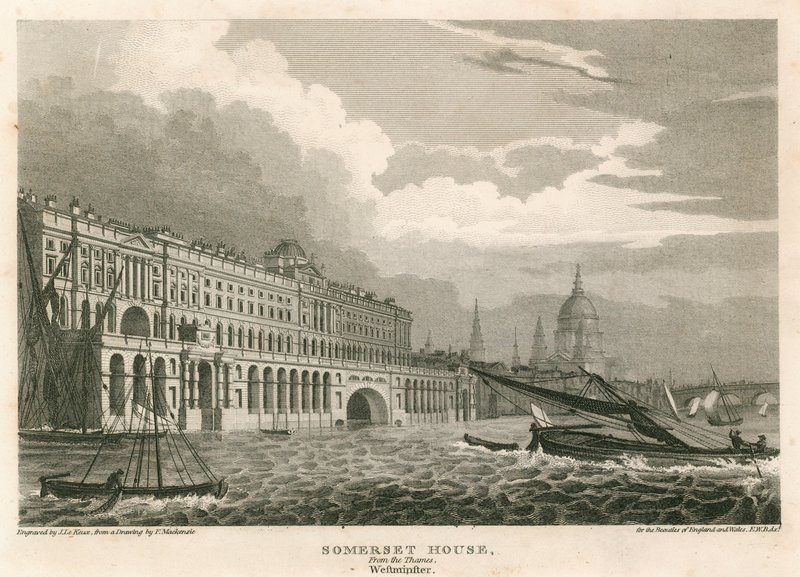View of Somerset House, The Strand, London, from the Thames, Westminster by Frederick Mackenzie