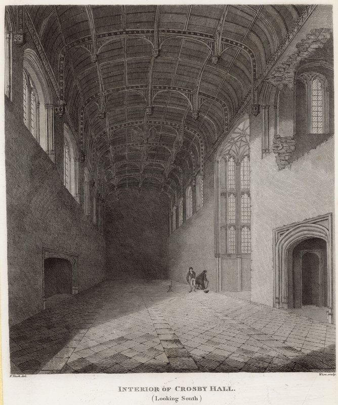 Interior of Crosby Hall, looking south by Frederick Nash
