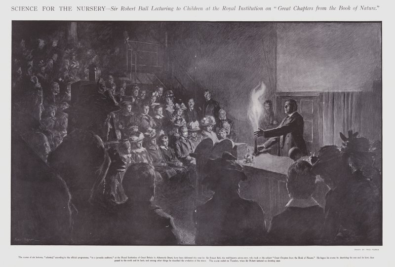 Sir Robert Ball lecturing to children at the Royal Institution by Frederick Pegram