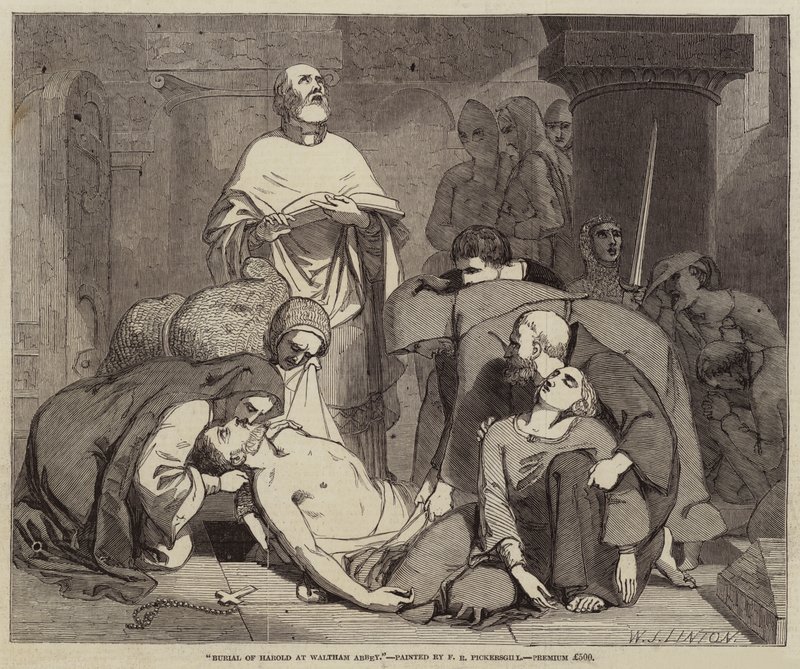 Burial of Harold at Waltham Abbey by Frederick Richard Pickersgill