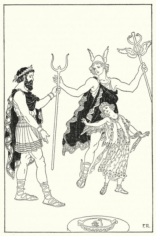Quicksilver hurried Proserpina away from the palace of Pluto by Frederick Richardson