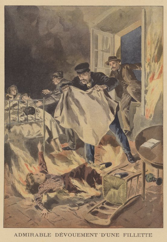 Admirable courage of a young girl by French School