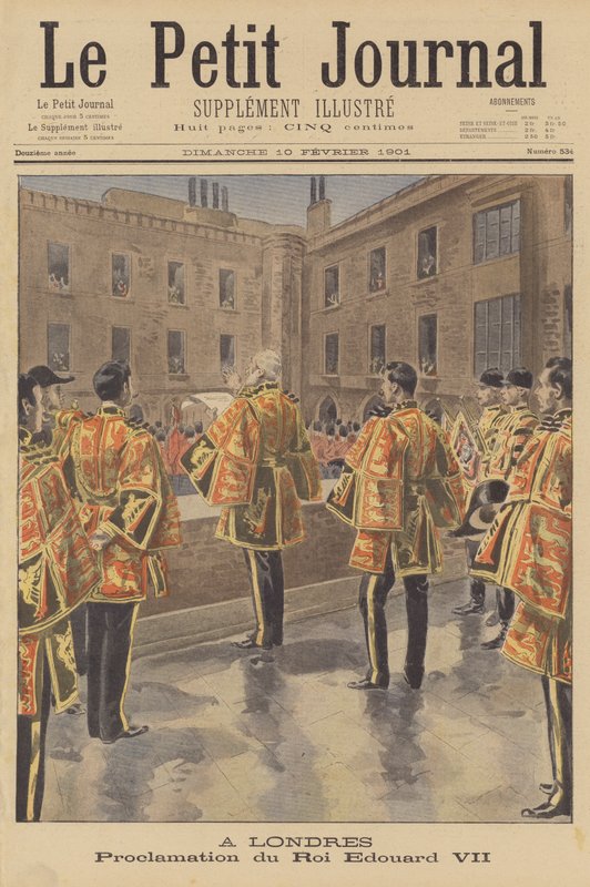 Edward VII being proclaimed king, London by French School