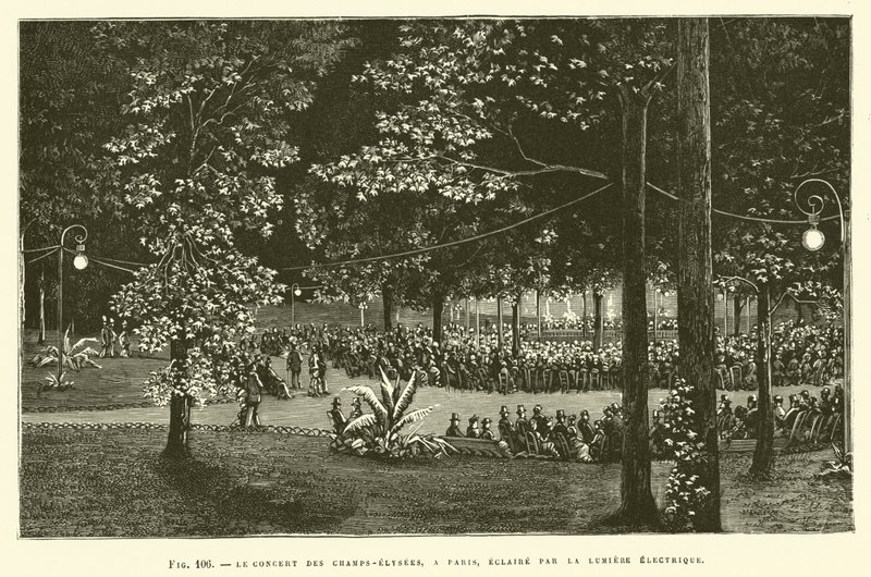 The Concert of the Champs-Elysees, Paris, Lit by Electric Light by French School