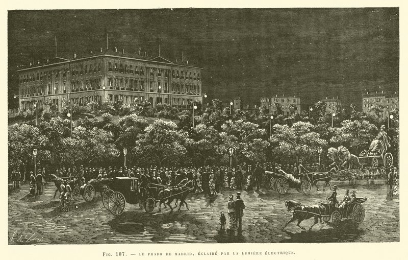 The Prado of Madrid, Lit by Electric Light by French School