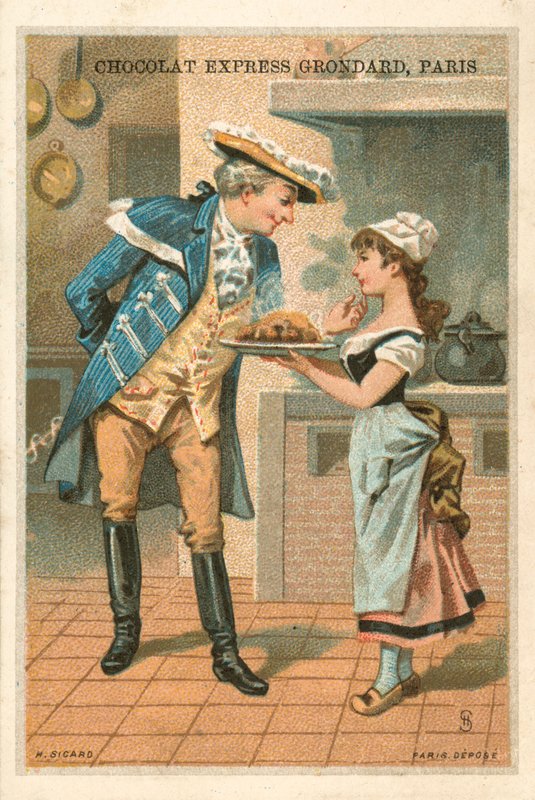 Man and kitchen girl by French School
