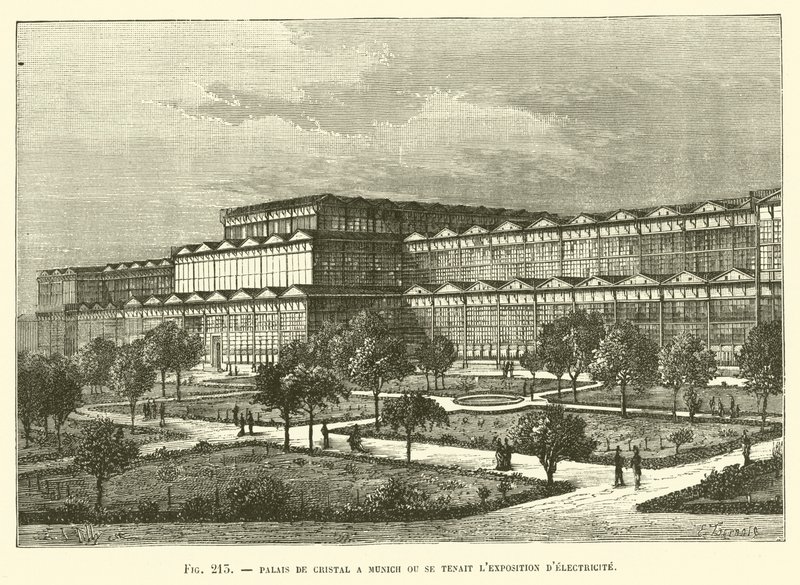 Crystal Palace in Munich, Site of the Electricity Exhibition by French School