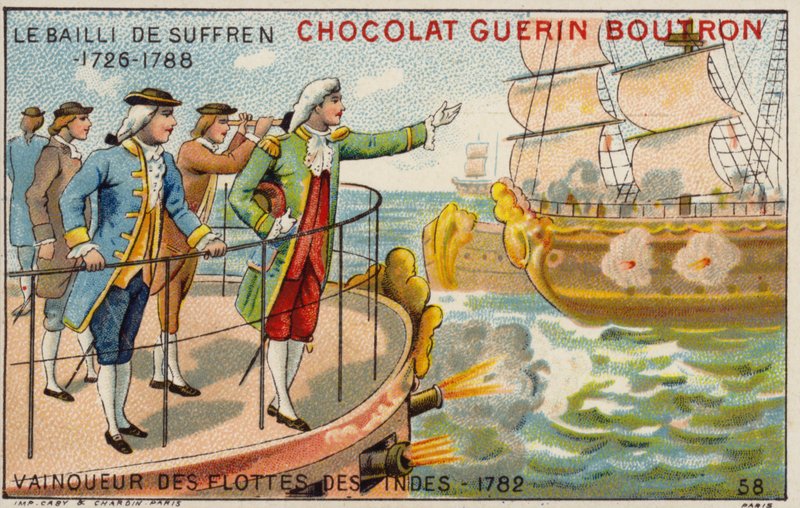 Pierre Andre de Suffren, victor over the British fleet off India by French School