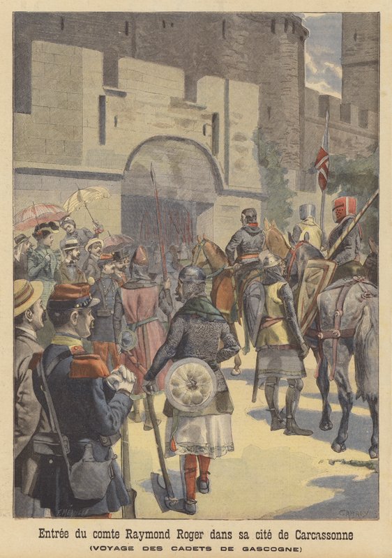 Reenactment of the entry of Count Raymond Roger of Carcassonne into his city by French School