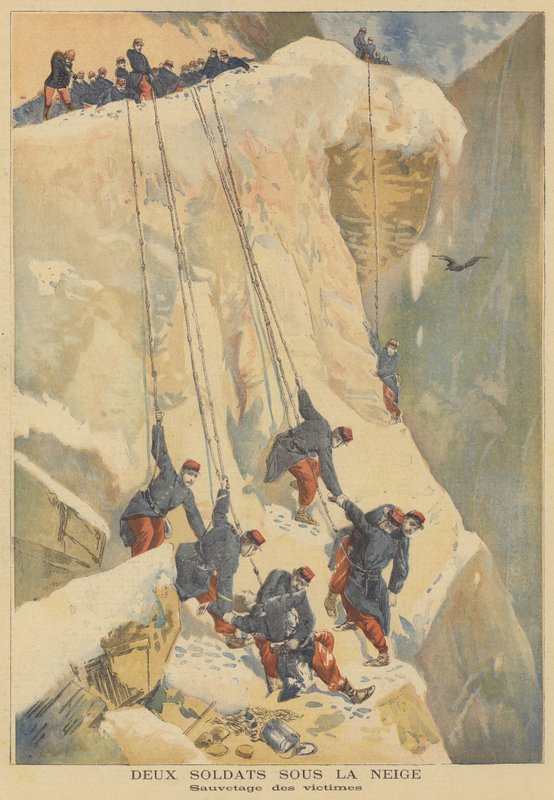 Rescue of two French soldiers buried by an avalanche in the Alps by French School