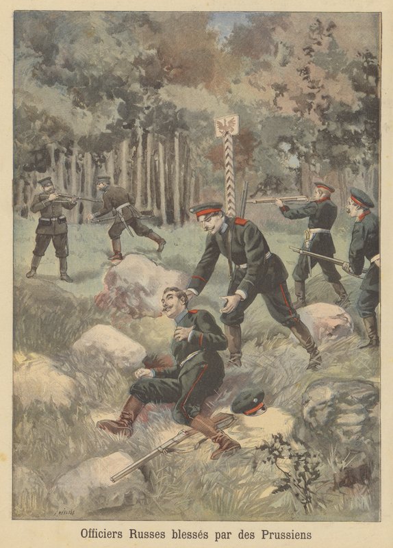 Russian Officers Wounded in a Confrontation with Prussian Soldiers by French School