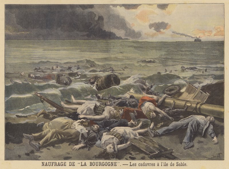 The sinking of La Bourgogne by French School