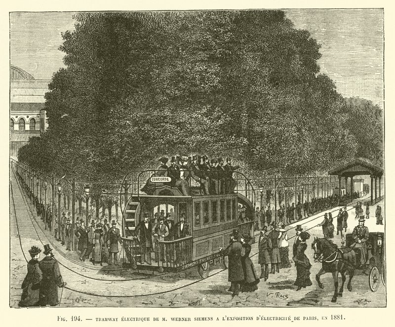 Electric Tramway by Werner Siemens at the Paris Electricity Exhibition, 1881 by French School