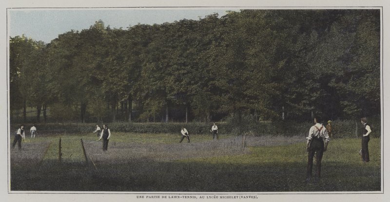 A game of lawn tennis at the Lycee Michelet, Vanves, Paris by French Photographer