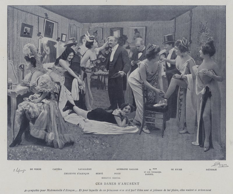 Actresses amusing themselves in the dressing rooms of the Theatre des Varietes, Paris by French Photographer