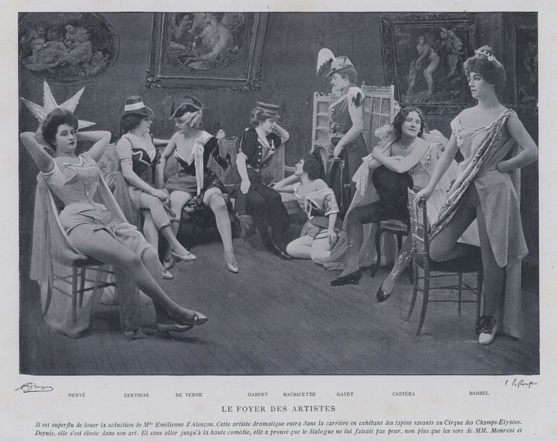 Actresses in the green room at the Theatre des Varietes, Paris by French Photographer