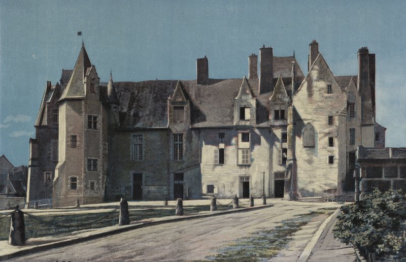 Bauge, Chateau (Town Hall and Gendarmerie), View on the Square by French Photographer