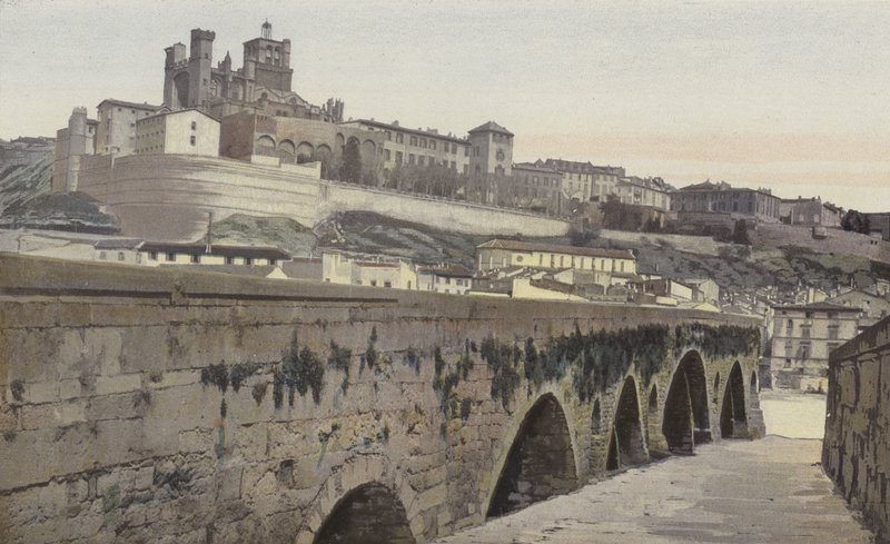 Beziers, Old Bridge and Saint-Nazaire Church (former Cathedral) by French Photographer
