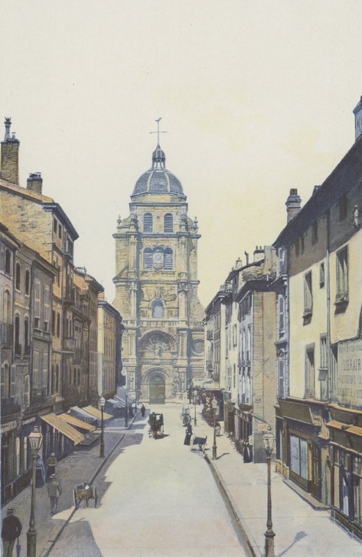 Bourg, Street and Notre-Dame Church by French Photographer