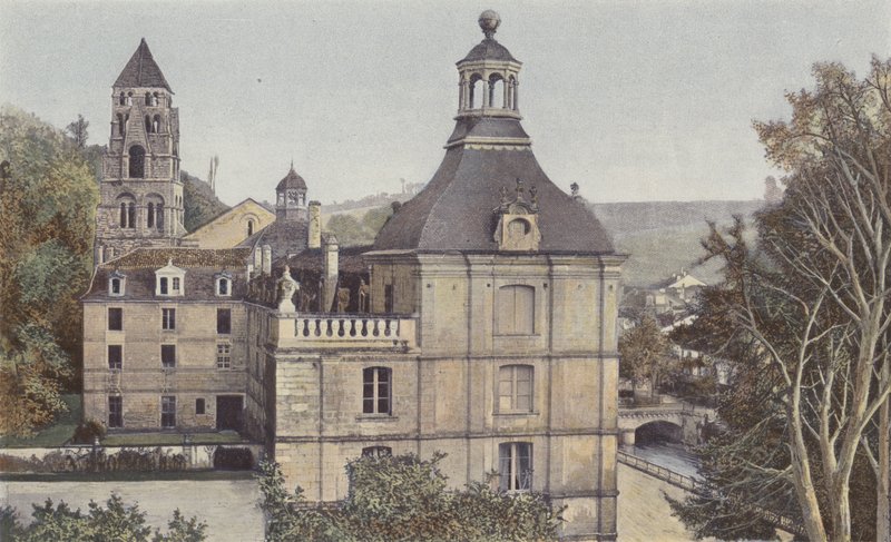 Brantome, General View of the Monastery, West Side (Town Hall and School) by French Photographer