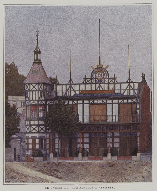 Clubhouse of the Societe des Regates Parisiennes rowing club, Asnieres, Paris, France by French Photographer