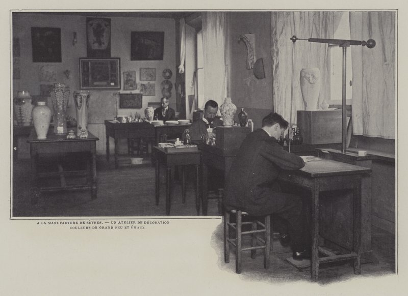 Decorating Workshop at the Sevres Porcelain Factory, France by French Photographer