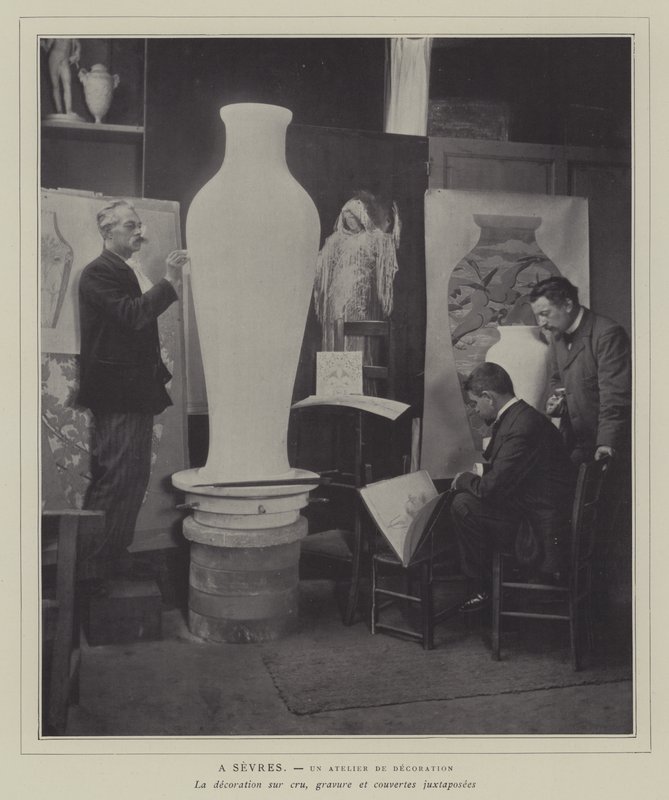 Decorating workshop at the Sevres porcelain factory, France by French Photographer