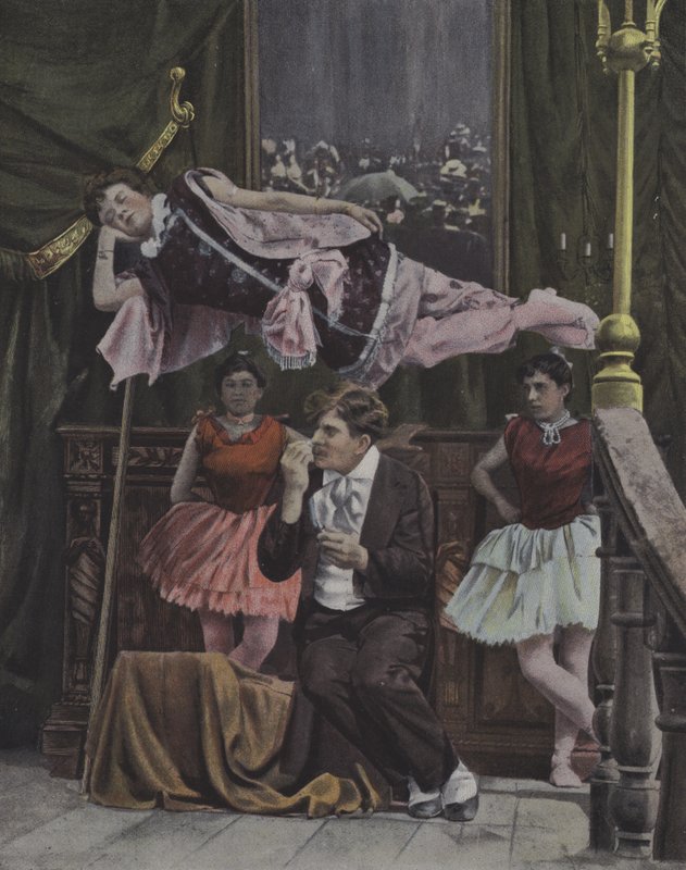Fairground entertainers on stage by French Photographer