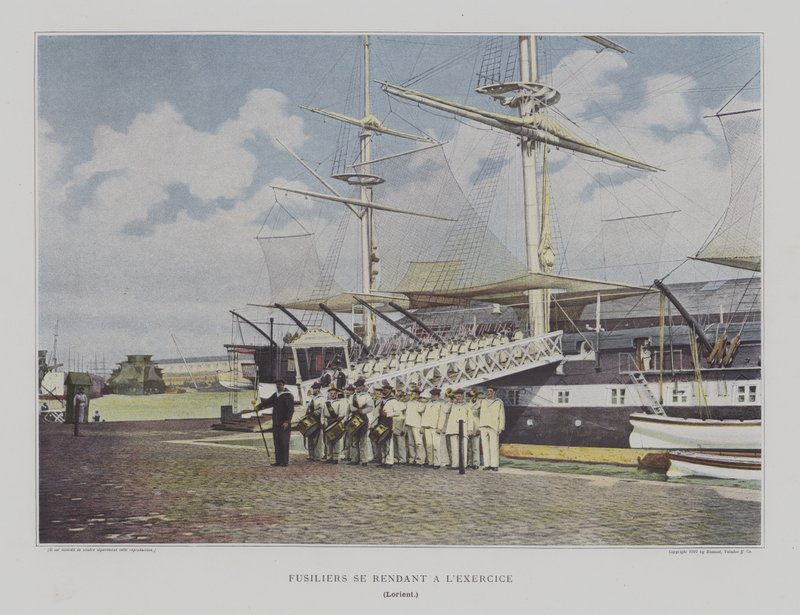 Fusiliers on Their Way to Exercises at Lorient, France by French Photographer