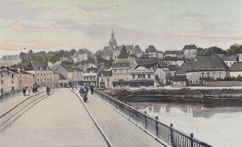 Gray, General View, Taken from the Right Bank of the Saone by French Photographer