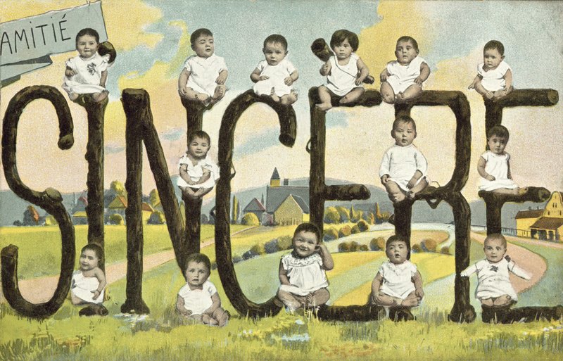 Greetings card with babies by French Photographer