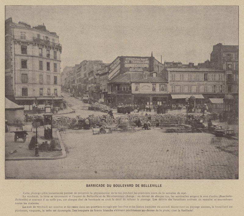 The Commune of Paris, Barricade of Boulevard De Belleville by French Photographer