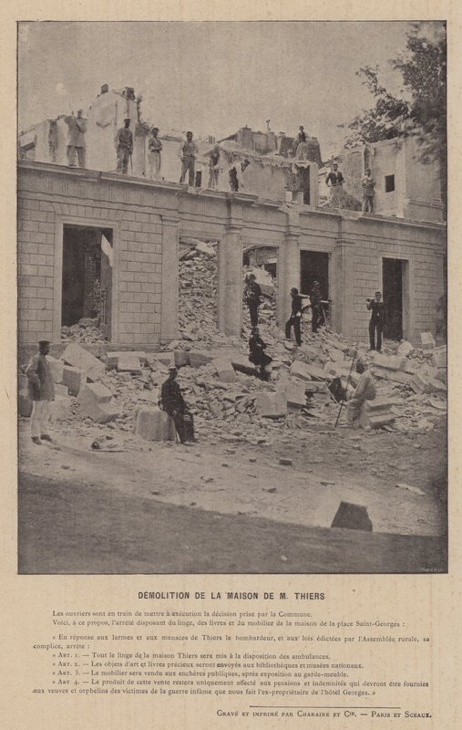 La Commune de Paris, Demolition of the House of M Thiers by French Photographer