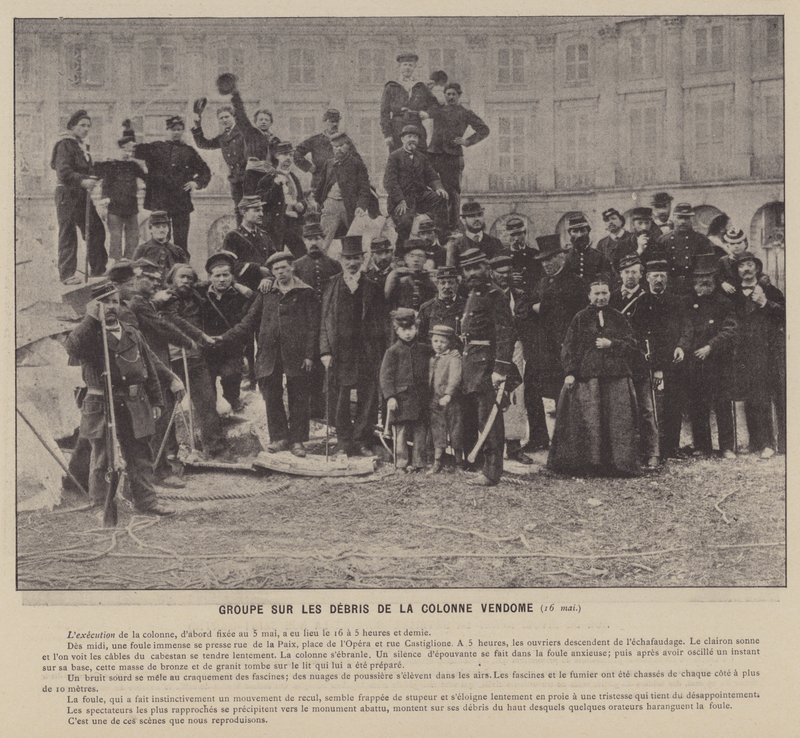 La Commune de Paris, Group on the Debris of the Vendome Column by French Photographer