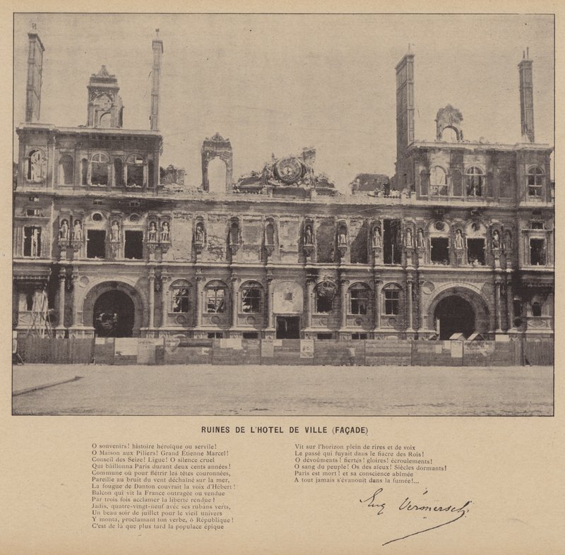 La Commune de Paris, Ruins of the Hotel de Ville, Facade by French Photographer