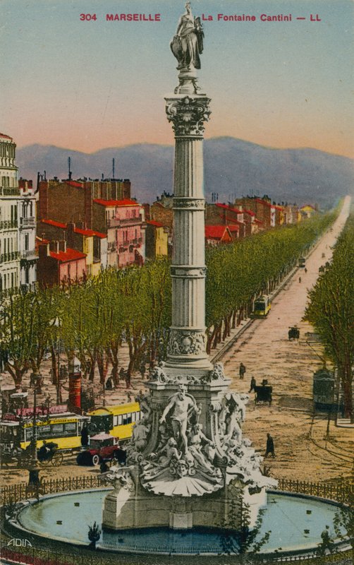 La Fontaine Cantini in Marseille. Built by Sculptor Andre Allar by French Photographer