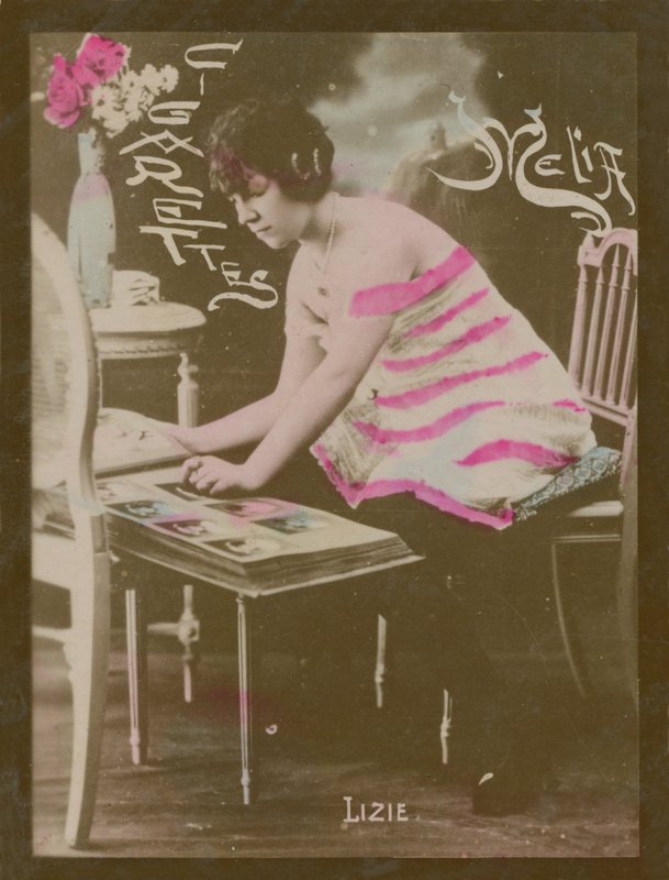 Lizie, girl with photograph album by French Photographer