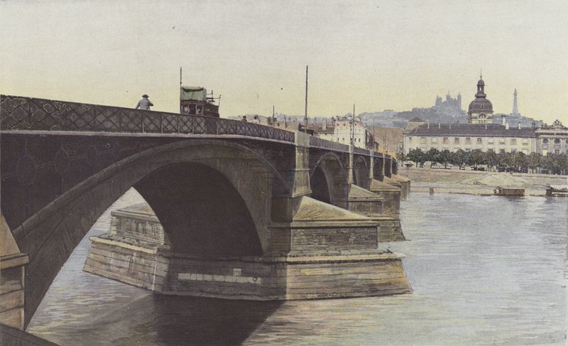 Lyon, Pont de la Guillotiere and Church of Hotel-Dieu by French Photographer
