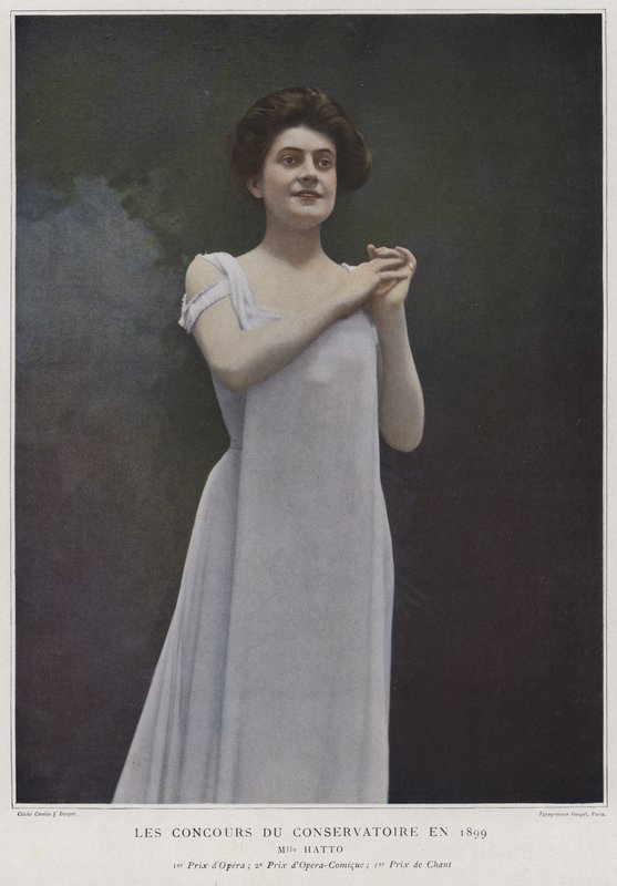 Mademoiselle Hatto, prizewinning singer at the contests at the Conservatoire de Paris, 1899 by French Photographer