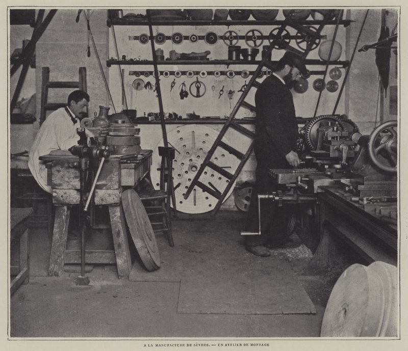 Mounting Workshop at the Sevres Porcelain Factory, France by French Photographer