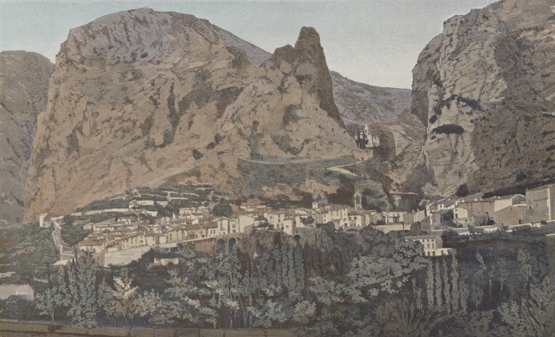 Moustiers-Sainte-Marie, General View and Chapel N D de Beauvoir by French Photographer