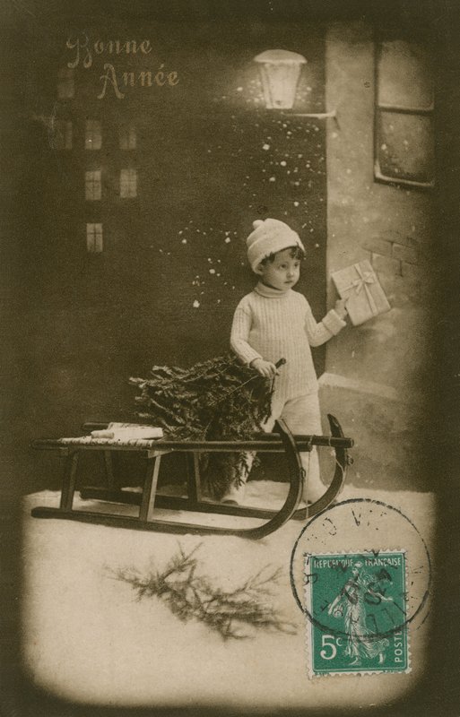 New Year greeting card, 1913 by French Photographer