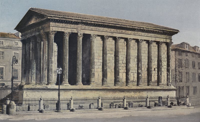 Nimes, Maison Carree (Museum of Antiquities), SW View by French Photographer