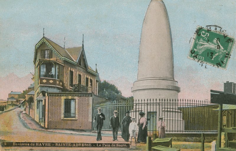 Pain de Sucre (sugar-loaf memorial) at Sainte-Adresse near Le Havre. Mausoleum built in memory of Charles Lefebvre-Desnouettes. Postcard sent in 1913 by French Photographer