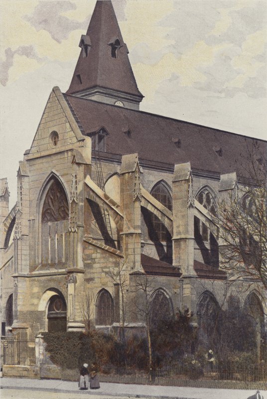 Paris, Church of Saint-Medard, West Porch and Side View by French Photographer
